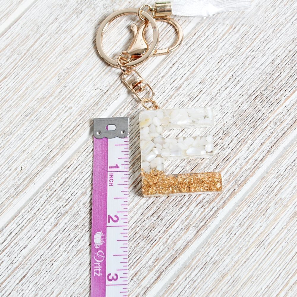 New "E" & White Tassel Keychain - Picture 3 of 4